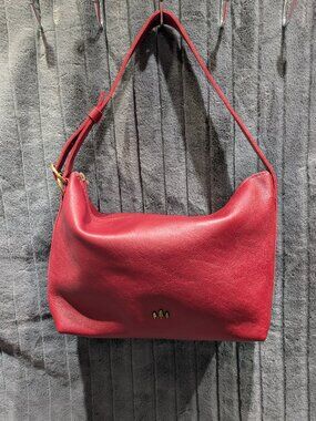 Portland Leather Slouchy Shoulder Bag Large Flamenco Red EUC